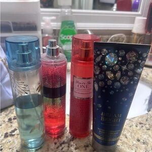 Bath & Body Works Fragrance and Body Cream Set - Blue, Red, Gold